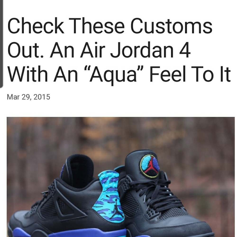 Custom Jordan 4 Black "Aqua"